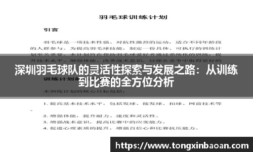 深圳羽毛球队的灵活性探索与发展之路：从训练到比赛的全方位分析